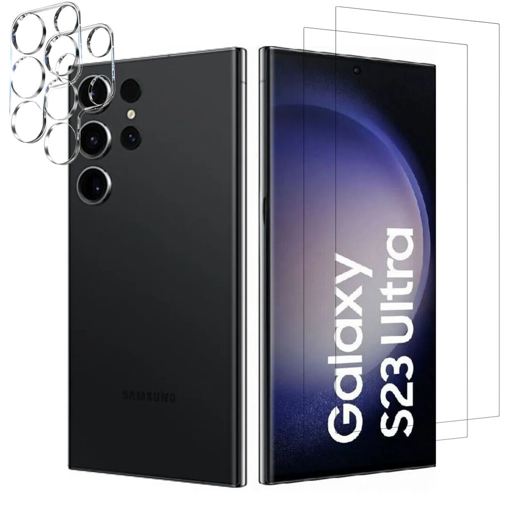 Panzerfolie Kameraschutz Displayglas 4in1 für Original Samsung Galaxy S23 Ultra Transparent Schutzglas