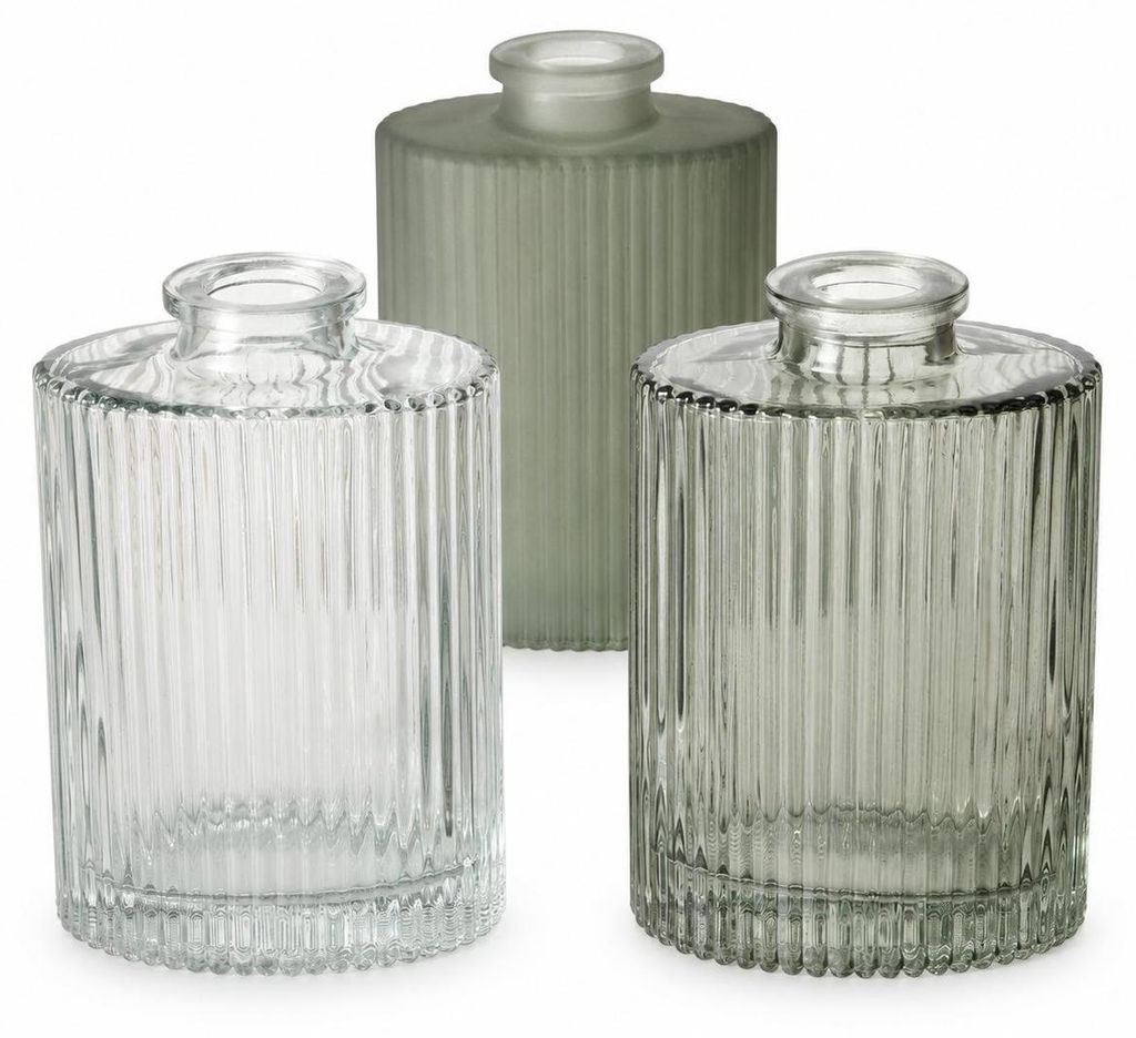 Vase Tonja 3er-SET Grün - Flaschenvase H=11,5cm Produktbild 