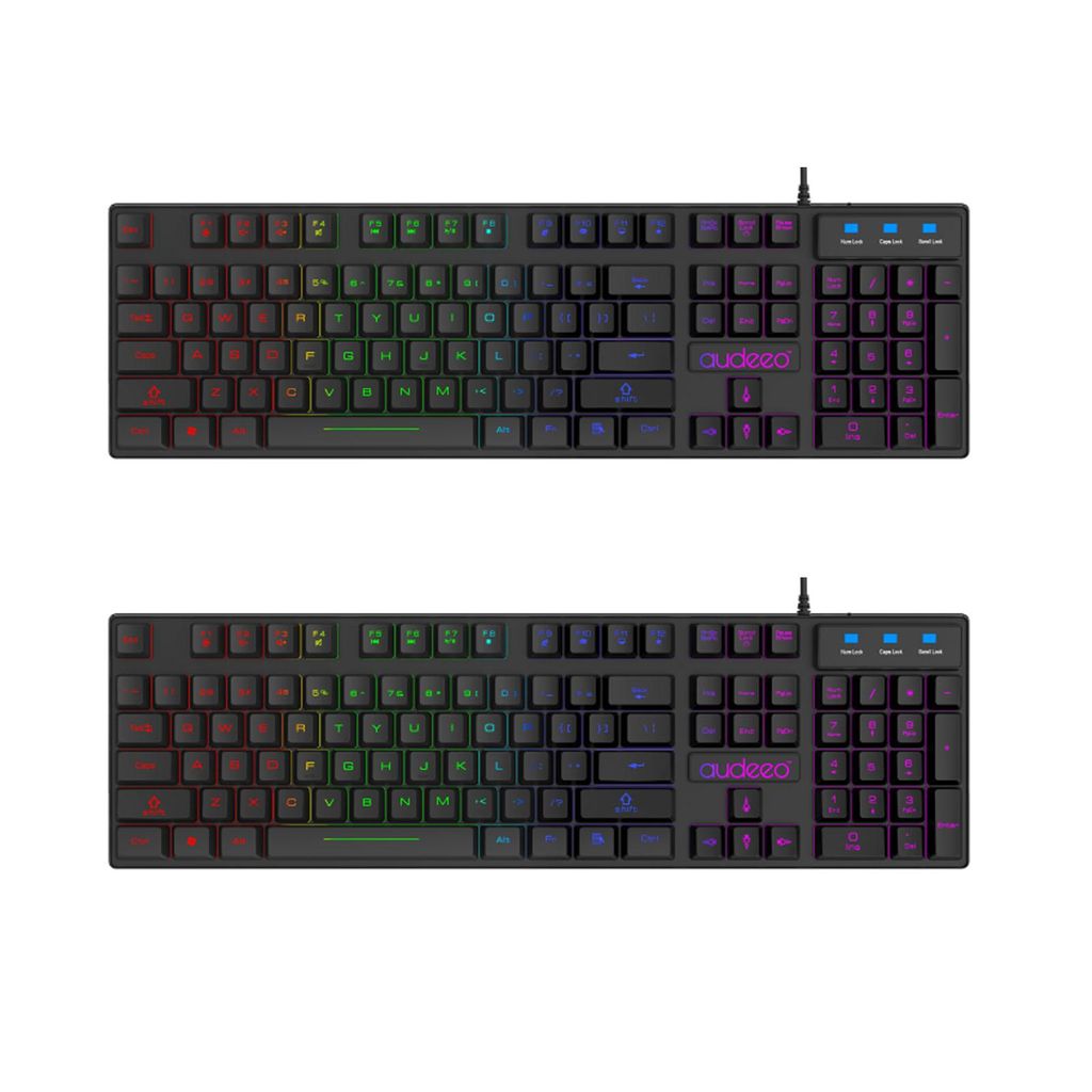 2x RGB LED Gaming QWERTZ Tastatur Schwarz USB Keyboard Produktbild 