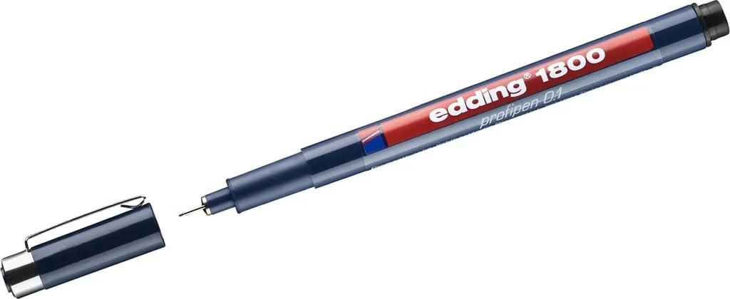 Edding Profipen 1800 Stylo Technique 0.1 mm Noir - Set de 10 Pièces