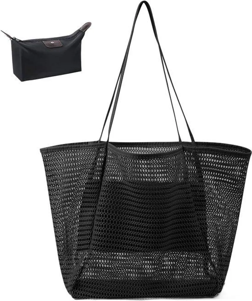 Sac de weekend pour femme noir et sa pochette cosmétique assortie chic