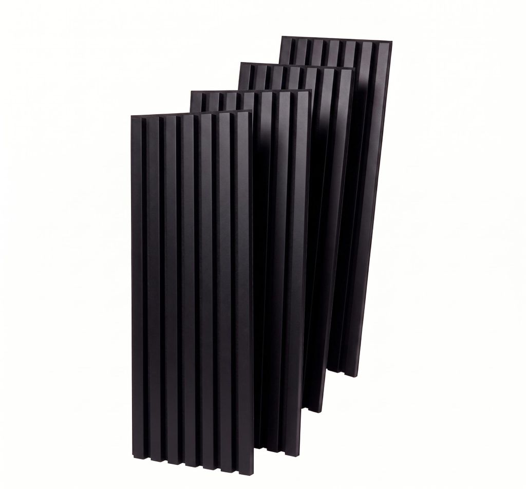 MEBANO. 4er-Set Akustikpaneele Holz 30x132 cm Schwarz Matt Produktbild  KI-generiertes Bild
