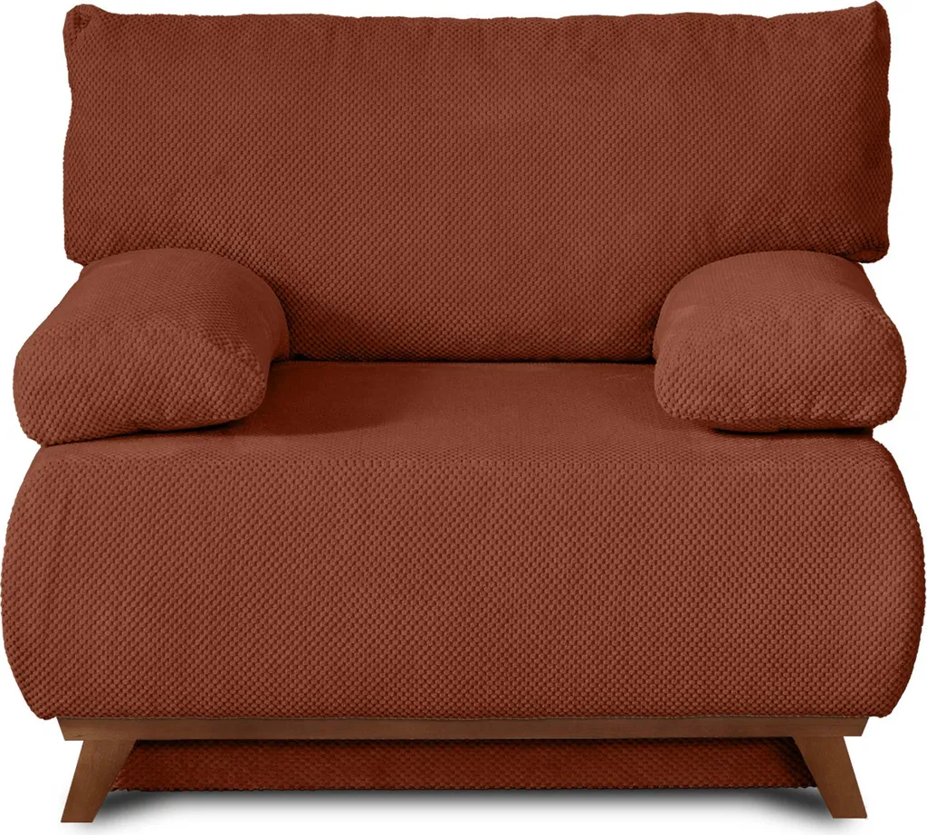 Fauteuil Convertible 1 Place avec Coffre de Rangement Velours Terracotta