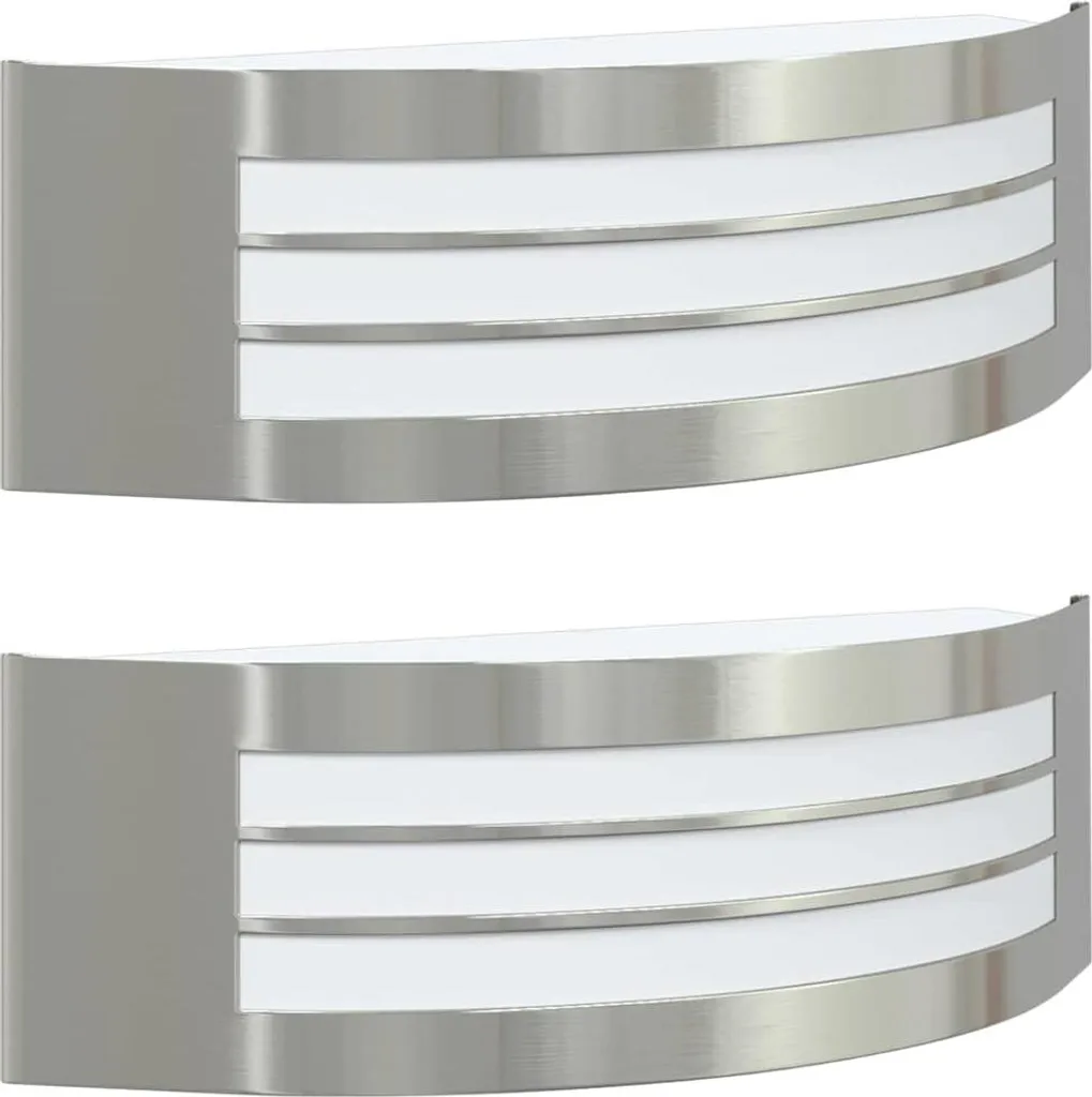 Luminaire Mural Extérieur Argent Design Contemporain pour Façade - 2pcs