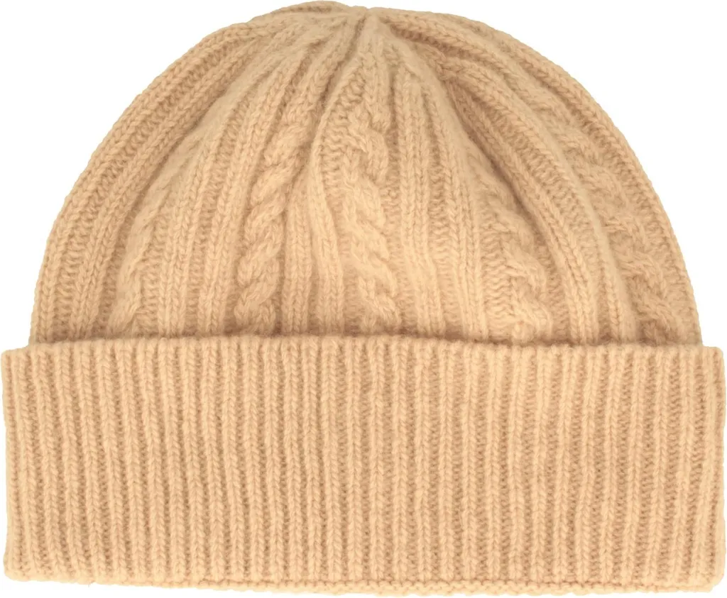 Cappello in maglia a cavo con risvolto in 100% Lana di Hut-Breiter