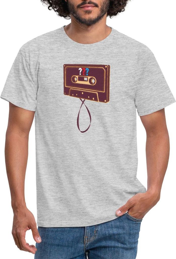 Spreadshirt Die Drei Fragezeichen Kassette Männer T-Shirt, L, Grau meliert
