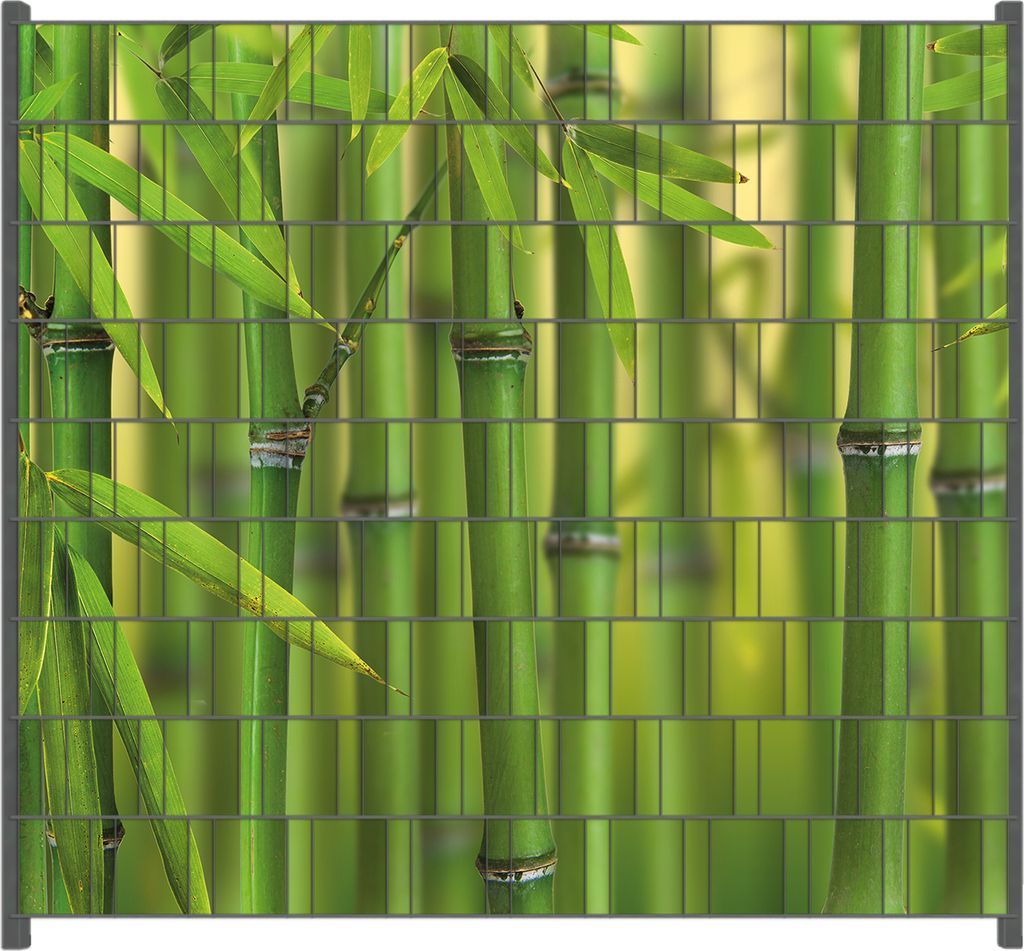 Wallario Zaunsichtschutz mit Motiv Grüner Bambuswald für Ein- und Doppelstabmatten Zäune in der Größe 200 x 180 cm