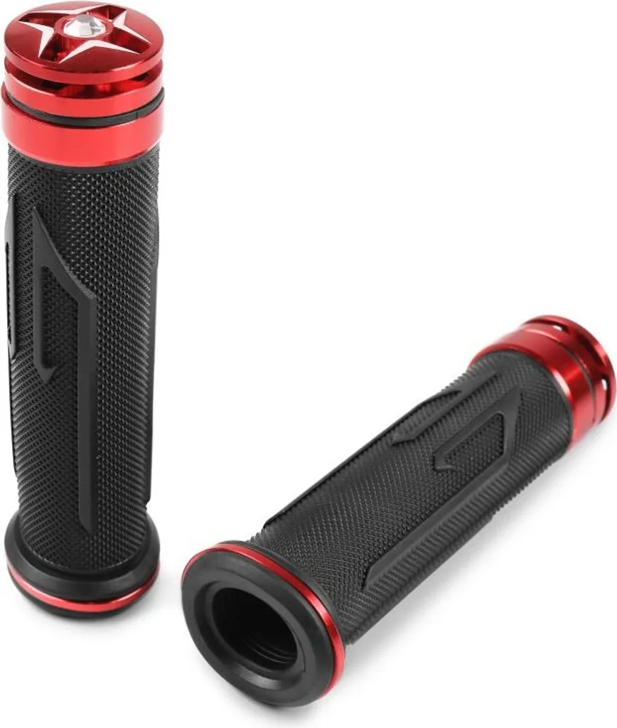 Paire de poignées moto 22mm rouge pour guidon Motea 7X anti-vibration