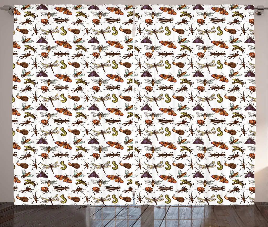 Tende Lavabili ABAKUHAUS Insetti: 280x245 cm per Camera Bambini