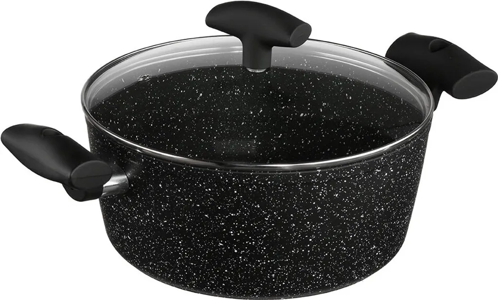 Eazy Living Livio Faitout Ø 24 cm en Aluminium Noir avec Couvercle Verre