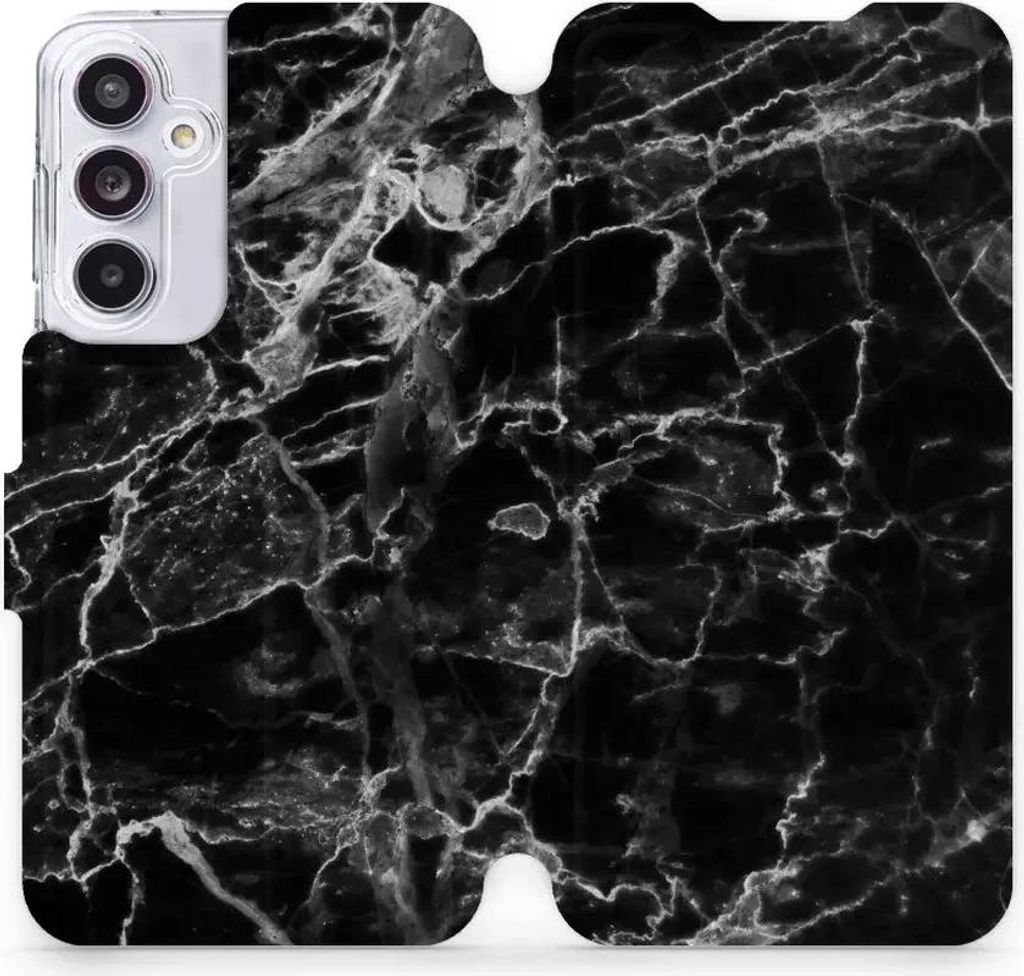 Handyhülle mit klappe für Galaxy A55 5G, Mobiwear Book, Schwarzer Marmor