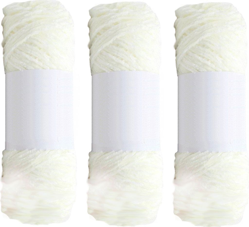 3 Stš¹ck 100% Polyestergarn zum Stricken von H?kelarbeiten, 100 g pro Strang, wei?