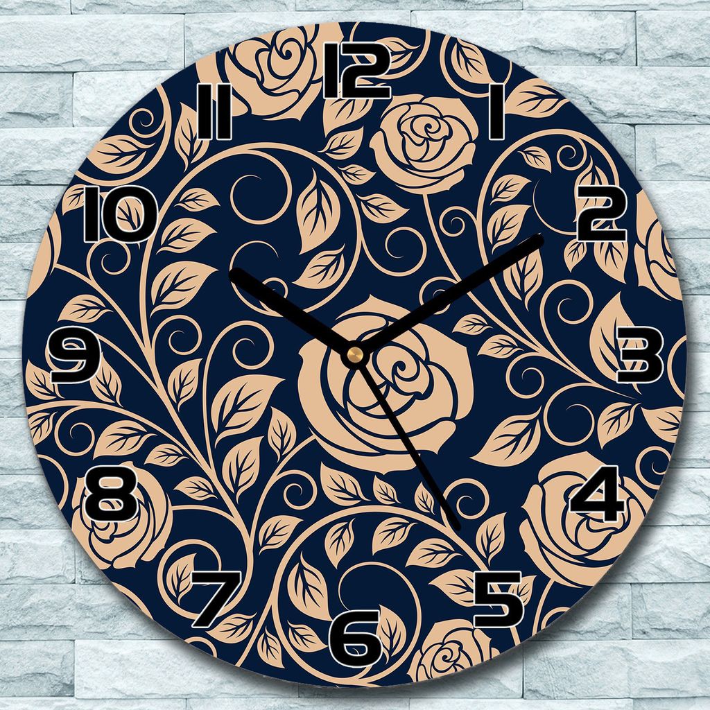 Wanduhr aus Glas Rund fi 30 Vintage Rose gold Quarz Deko Schlafzimmer Büro