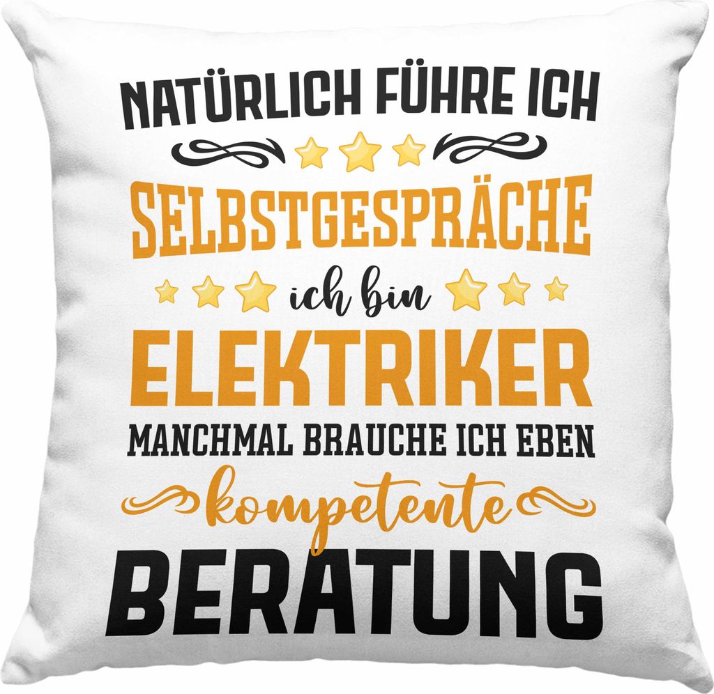 Trendation - Elektriker Deko-Kissen mit Füllung 40x40 Spruch Männer Geschenk Lustig Gadget Geschenke Kaffeebecher Elektrotechniker (Grau)