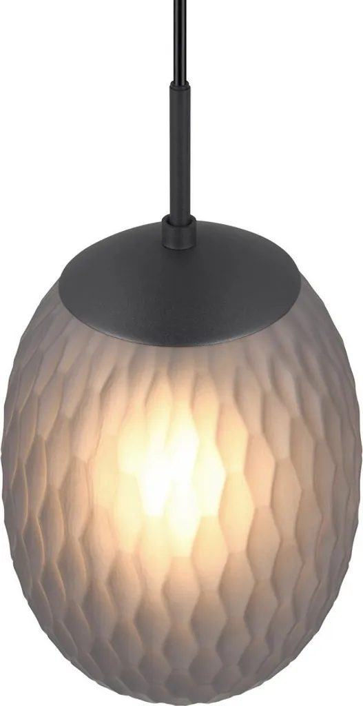 Luminaire suspendu décoratif FACETTE noir en verre fumé avec douille E27