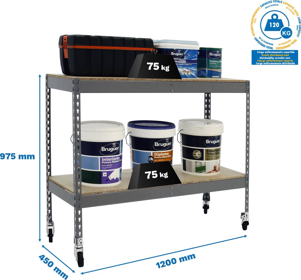 ECOFORTE MOB Metallregale. 1204-2 GERÄT 900 CINZA/MAD