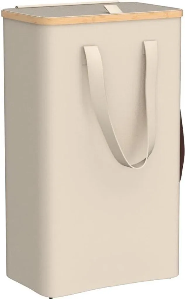 Panier à linge anti-encombrement 52L beige : fini le désordre !