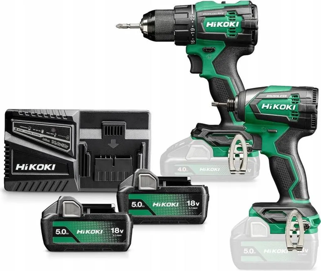 Duo HiKOKI 18V 5.0Ah Moteur Brushless Perceuse DS18DE Visseuse WH18DE