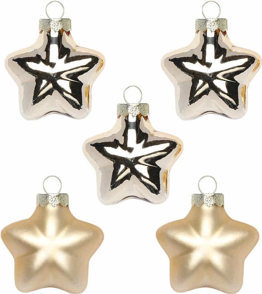 Christbaumschmuck Sterne 4cm Glas 8 Stück - Brokatgold