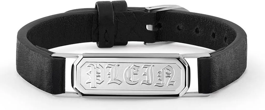 Bracelet Gothic Tag Philipp Plein PJTEA02BU Acier Noir Gravé pour Homme