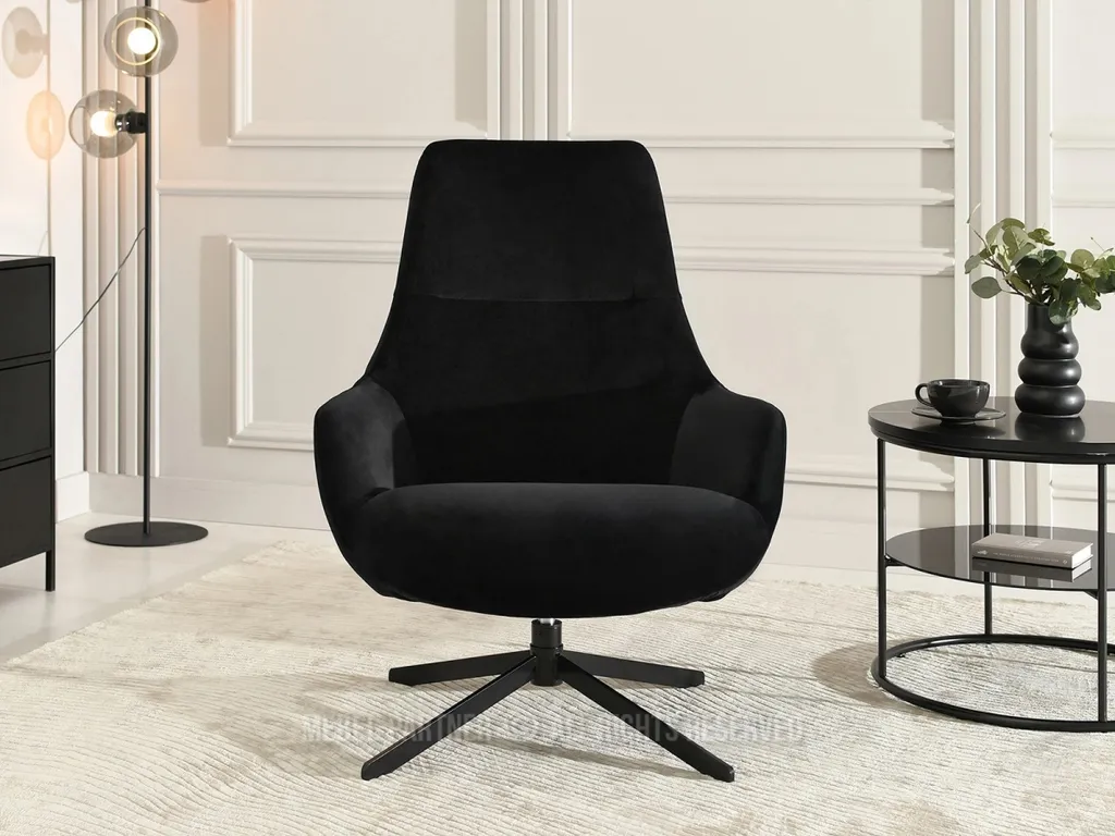 Siège de bureau pivotant noir HAMID avec assise rembourrée ultra douce