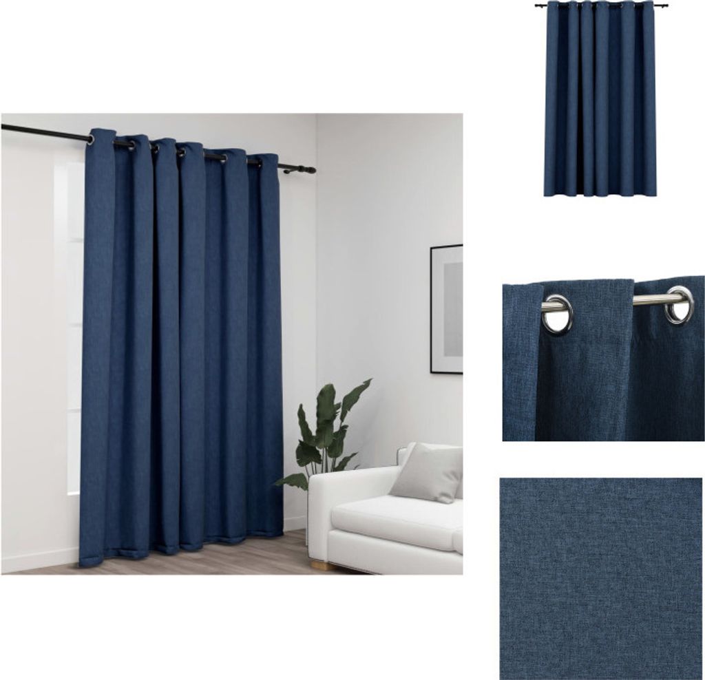 vidaXL Verdunkelungsvorhang mit Ösen Leinenoptik Blau 290x245 cm - Vorhänge & Gardinen