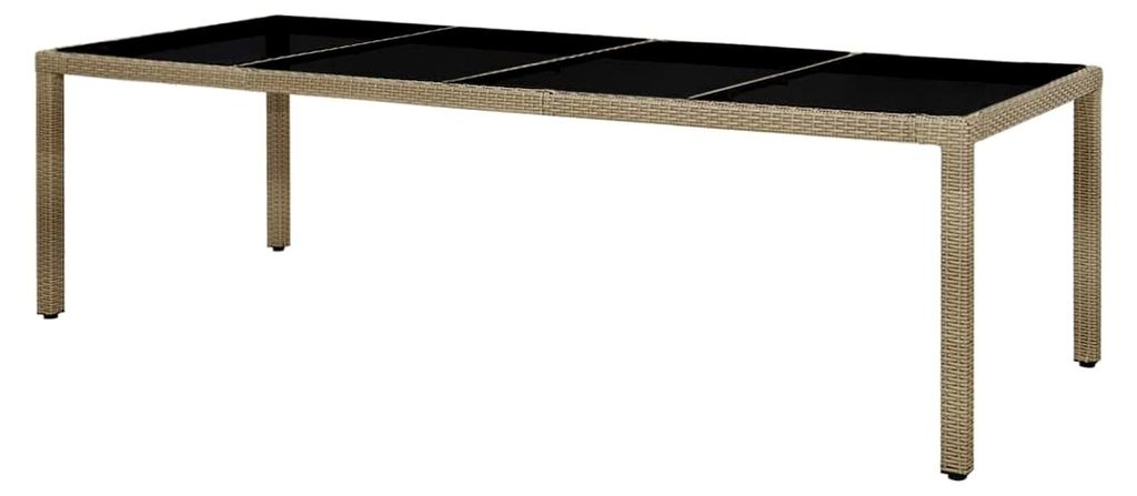 Gartentisch, Klapptisch für den Garten, Balkontisch, Gartenmöbel, Klappbarer Tisch, Beige 250x100x75 cm aus Hartglas und Poly Rattan