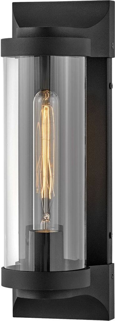 Außenwandlampe Aluminium Glas 35,6 cm hoch IP44 Schwarz E27 Vintage Außenlampe Wand