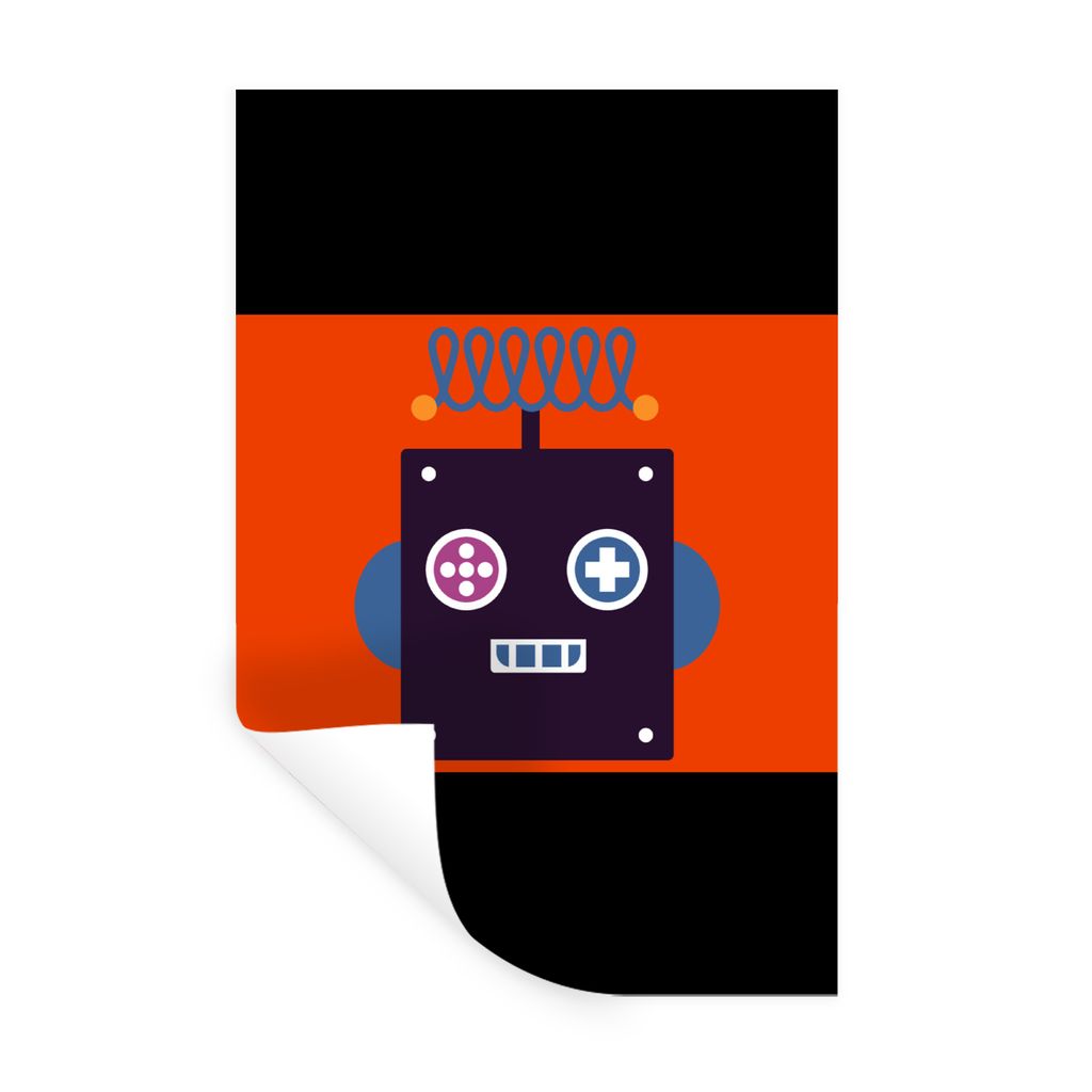 MuchoWow Wandtattoo Wandsticker Wandaufkleber Roboter - Rot - Gesicht - Formen - Jungen - Kinder 120x90 cm Selbstklebend und Repositionierbar - A...