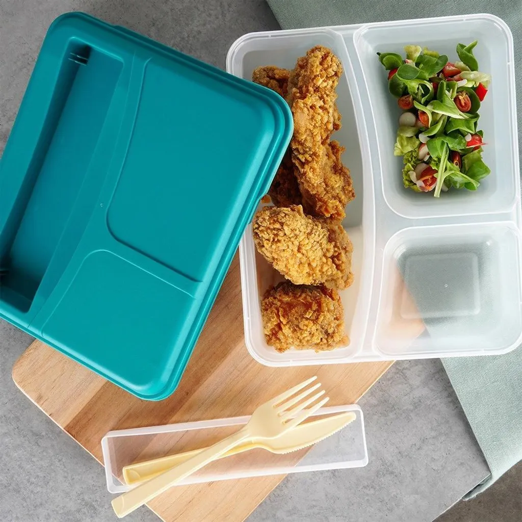 Lunch Box Design Minimalista: Contenitore Colazione Ermetico con Posate - 6