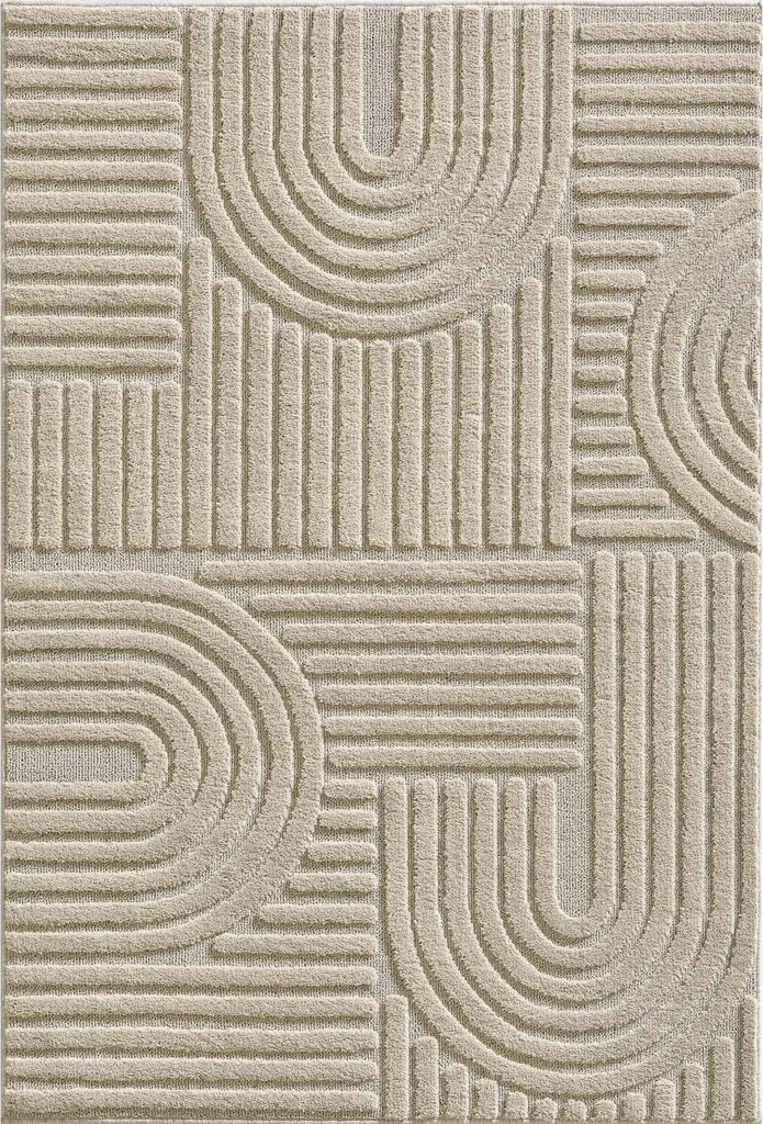 Tapis de Salon Moelleux Beige 140x200 cm Style Scandinave Boho Teppium
