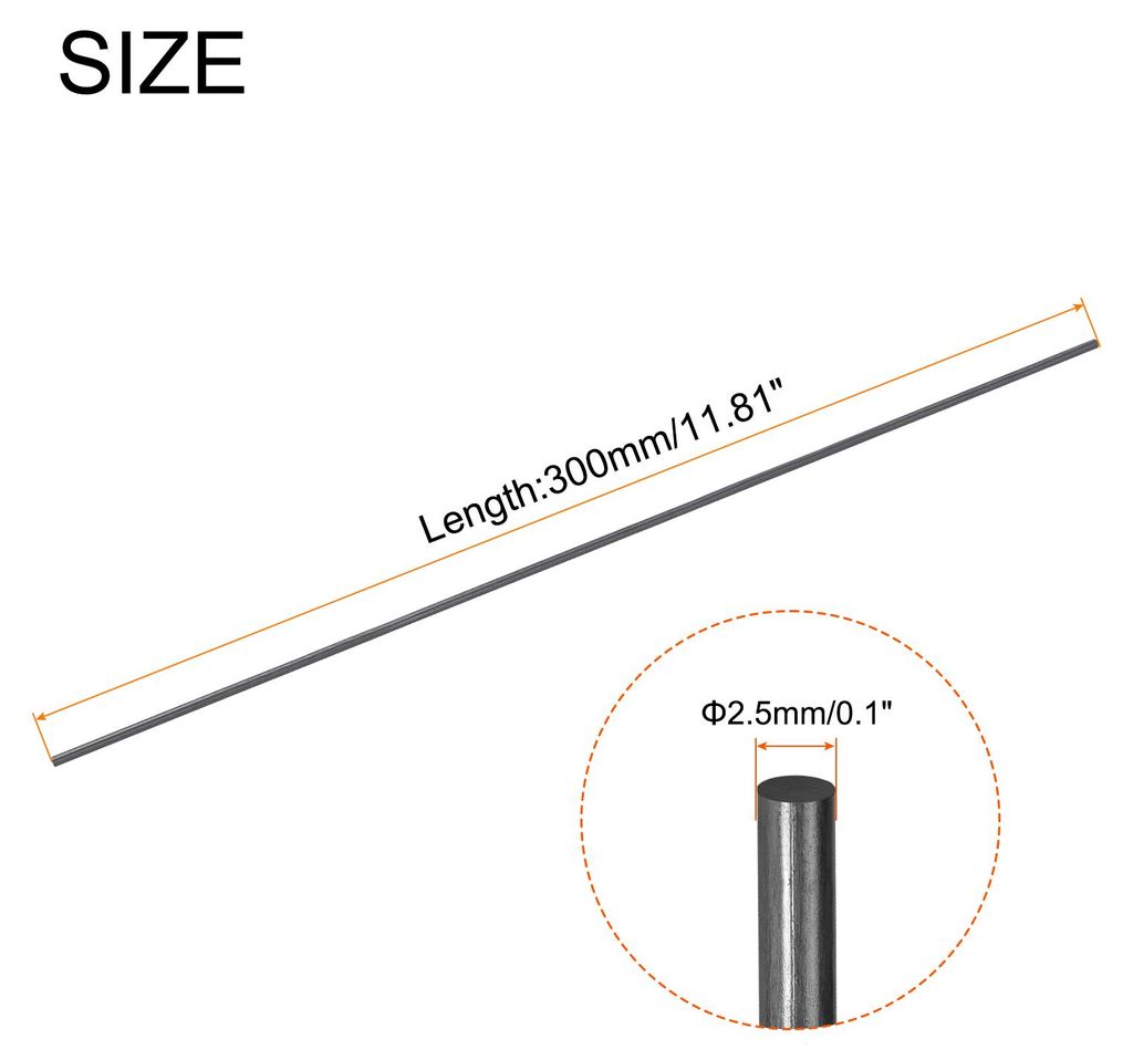 Kohlefaserstab, 2,5 mm x 300 mm Kohlefaserstange fš¹r RC-Flugzeug DIY Basteln Drachen Flš¹gelrohr Quadcopter Arm Reparatur Pack mit 12 Stš¹ck