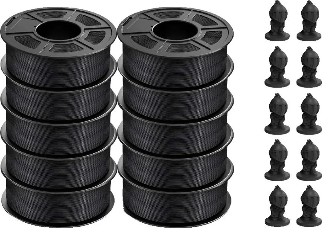 Filament PLA Noir 1.75 mm pour Imprimante FDM - Pack de 10 Bobines