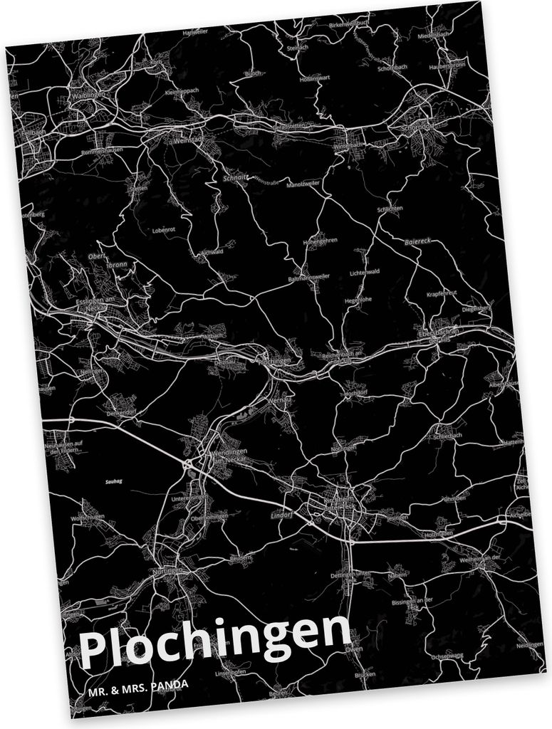 Mr. & Mrs. Panda Postkarte Plochingen - Geschenk, Grußkarte, Fotokarte, Stadt Dorf Karte Landkarte Map Stadtplan, Ansichtskarten, Postkarten, Ansi...