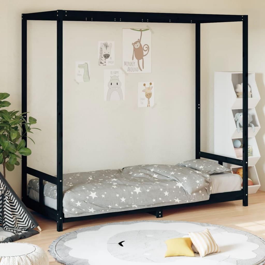 detská postieľka vidaXL Black 80x200 cm z masívneho Obrázok produktu 