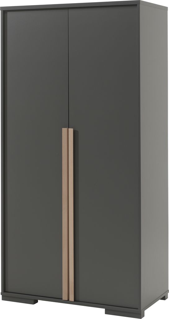 Kleiderschrank >LONDON< in Anthrazit/Buche - 98,5x195,2x56cm (BxHxT)