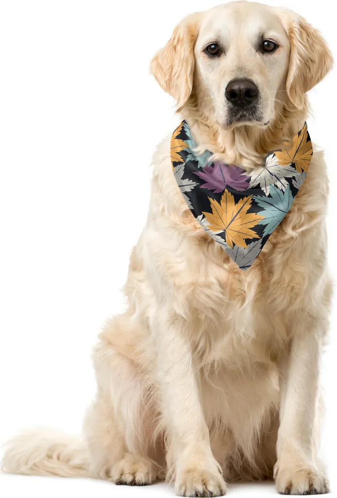 ABAKUHAUS Bandana autunnale per animali domestici, illustrazione con foglie d'acero, 55x55 cm, multicolore