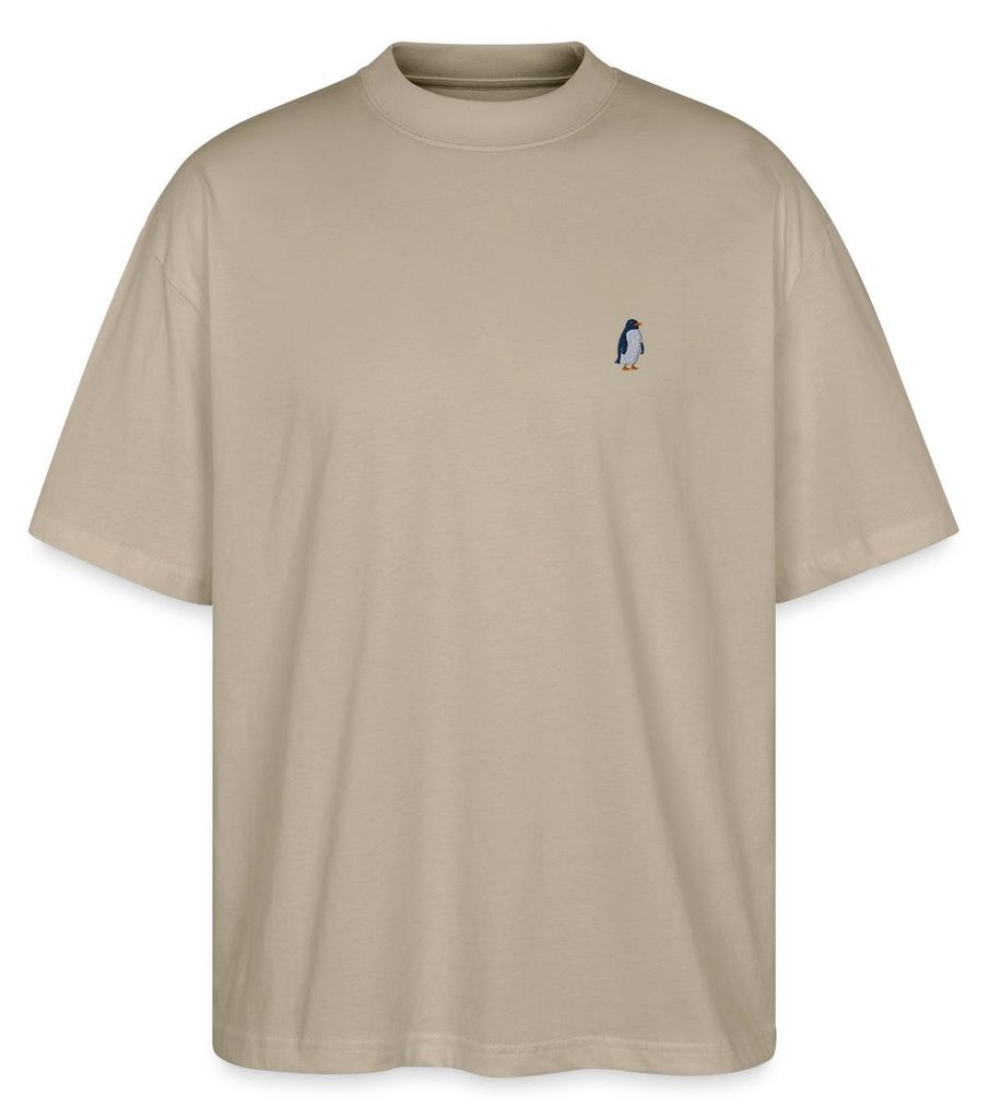 Spreadshirt Kleiner Pinguin Stickerei Oversize Uni T-Shirt, L, Steingrau