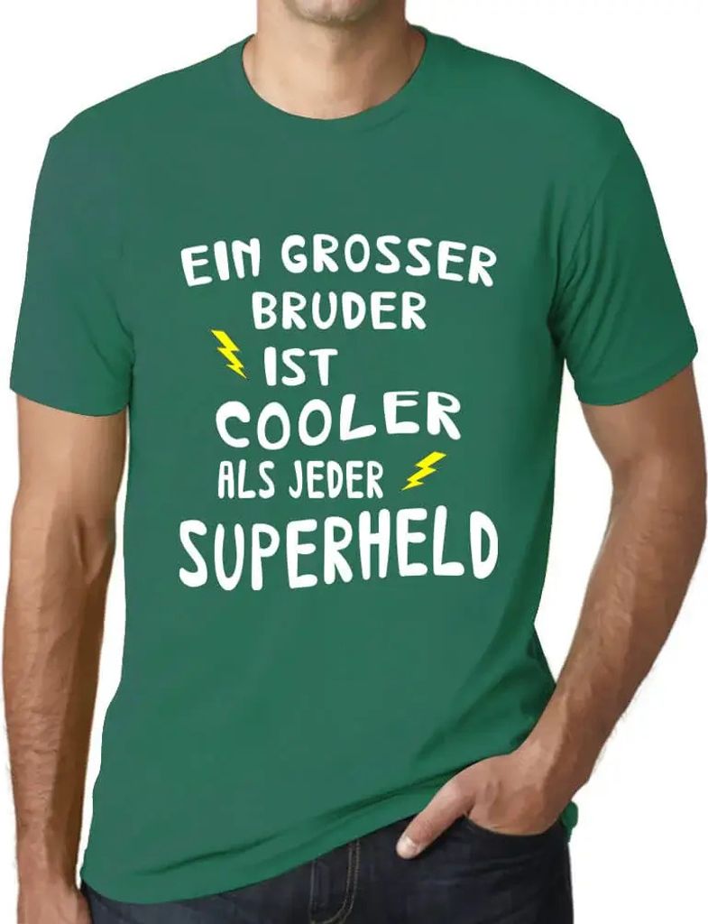 Herren Grafik T-Shirt Grosser Bruder Cooler Superheld Öko-Verantwortlich Vintage Jahrgang Kurzarm Lustige Druck Geburtstag Geschenk Mann