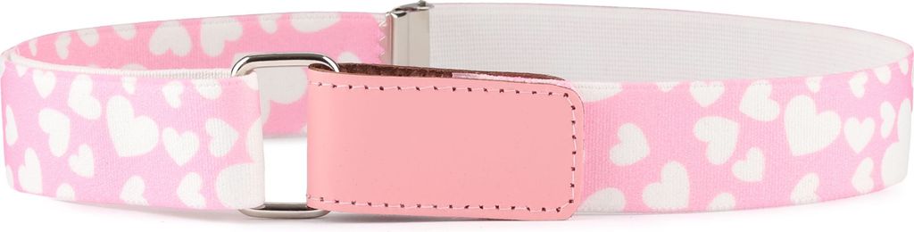 Ladeheid Kinder Gürtel Elastik-Gürtel 1-12 Jahre 34-90 cm P15 (Rosa/Weiße Herzen, 1-6 Jahre)