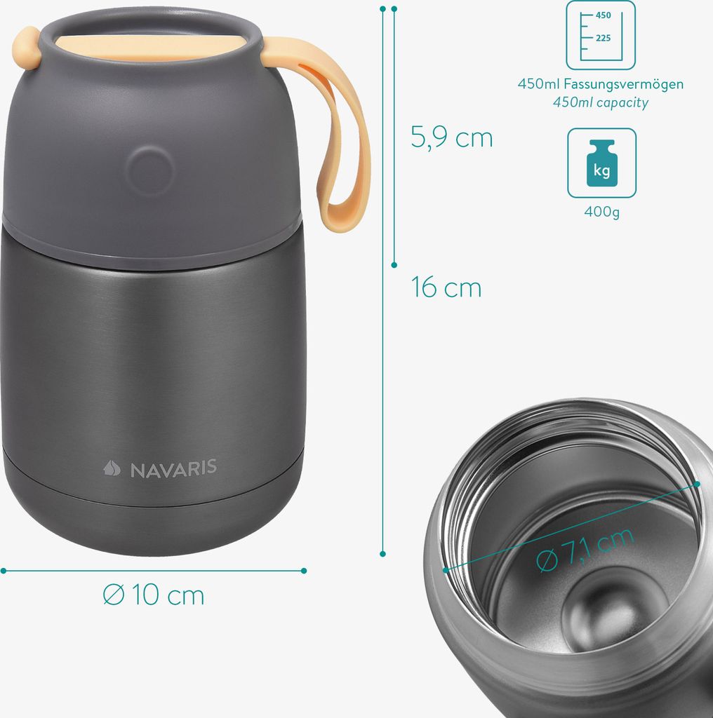 Navaris 450ml Thermobehälter für Essen - Edelstahl Produktbild 6