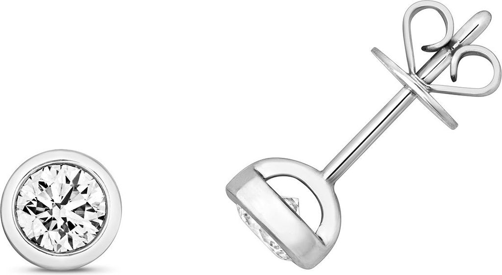 Klassische 18 Karat (750) Weißgold Damen - Diamant Paar Ohrstecker Brillant-Schliff 0.50 Karat HI - SI2 - 6mm*6mm; TRS21054