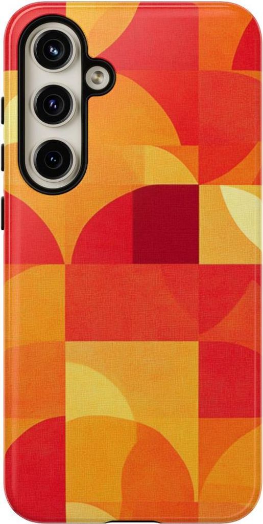 Lebhaftes geometrisches Muster in Rot und Orange – Hülle Kompatibel mit Samsung Galaxy S24 Plus