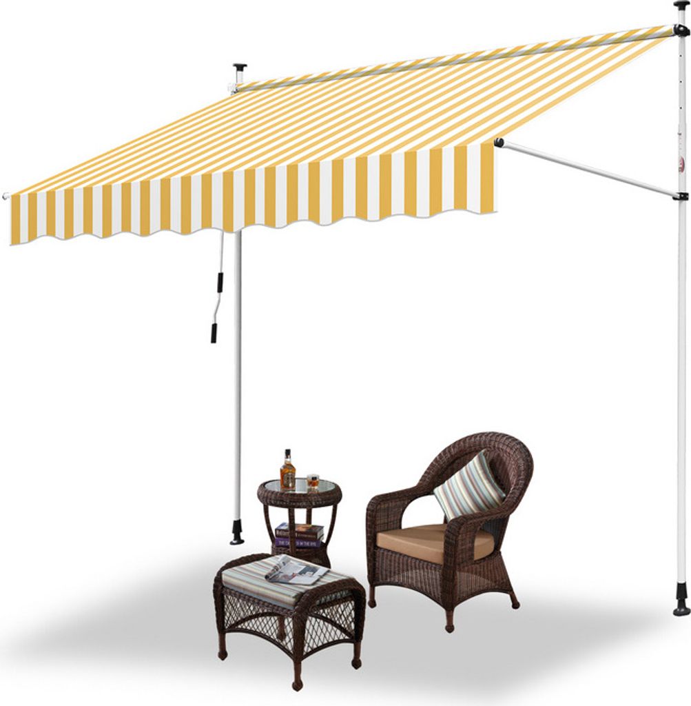 Jiubiaz Markise Klemmmarkise Einziehbar Sonnenmarkise Sonnenschutz Balkon ohne Bohren 350x120cm