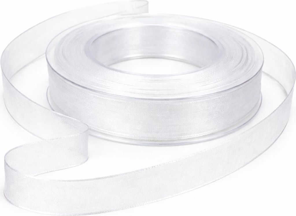 Chiffon Organzaband Weiß 25mm 20m für Deko Hochzeit Weihnachten