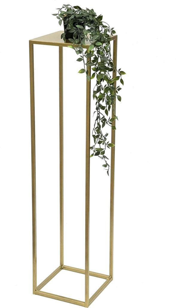 DanDiBo Blumenhocker Metall Gold Eckig 100 cm Blumenständer Beistelltisch 96570 Blumensäule Modern Pflanzenständer Pflanzenhocker