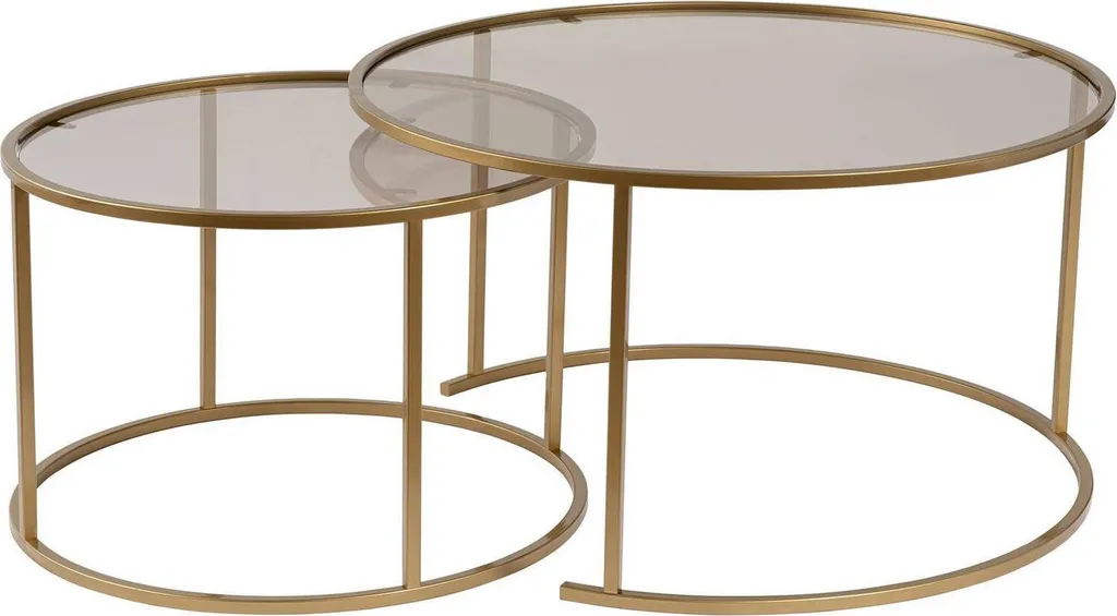 Aedion Table Basse 80x80x43h cm Or Bronze - Lot de 2 Tables Gigognes