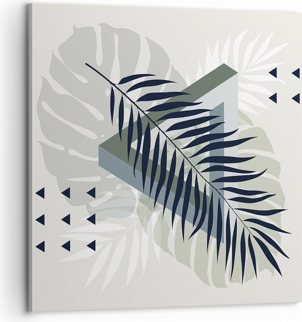 Bild auf Leinwand - Leinwandbild - Einteilig - Monstera Palme Grafik - 60x60cm - Wand Bild - Wanddeko - Wandbilder - Leinwanddruck - Bilder - Wandd...