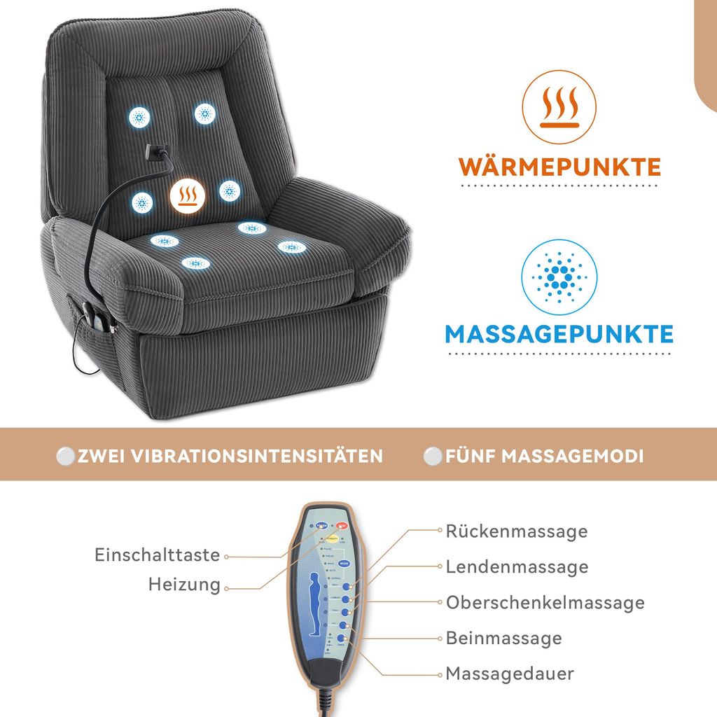 Merax Massagesessel, Elektrisch Relaxsessel mit