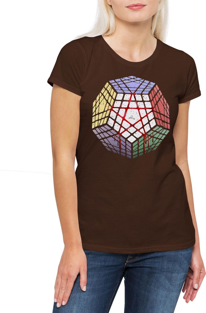 Urban Backwoods Megaminx Pentacle, Damen T-Shirt, Farbe: Braun, Größe: XL